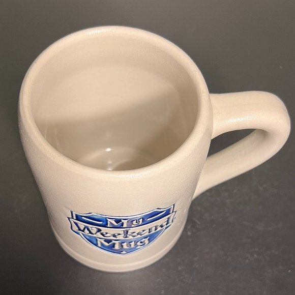 Hallmark MY WEEKEND MUG Beer Stein ~ Gray Stoneware ~ Embossed - Picture 5 of 8